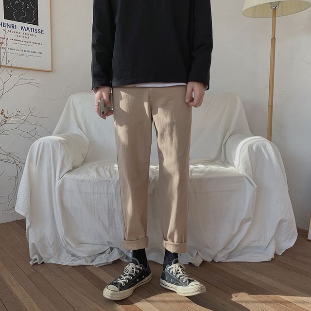 POSI-Mid Rise Plain Tapered Pants