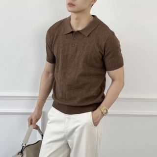 POSI-Short Sleeve Plain Knit Polo Top