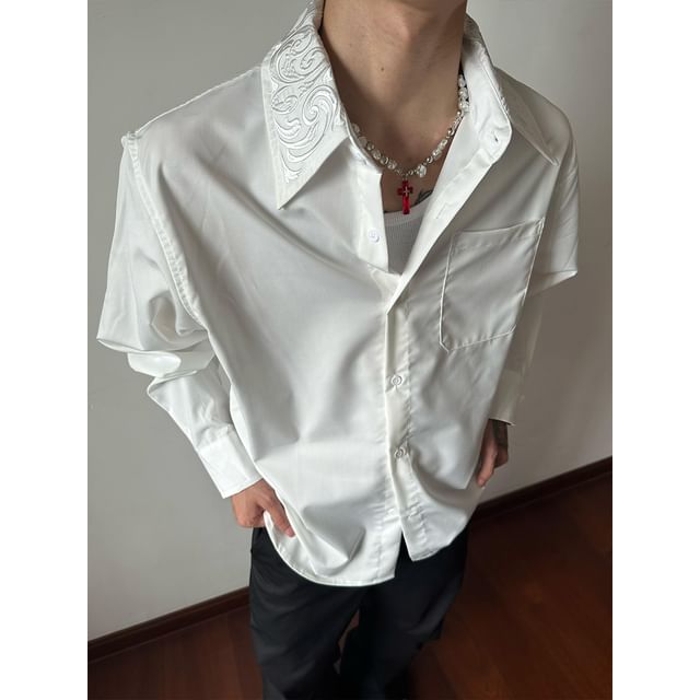 Posive-Collared Plain Shirt Various Designs