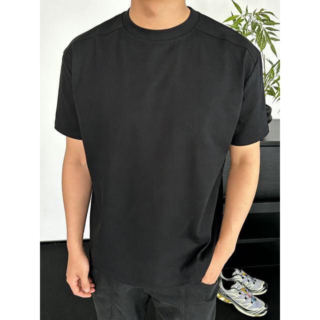 Posive-Short Sleeve Crew Neck Plain T-Shirt