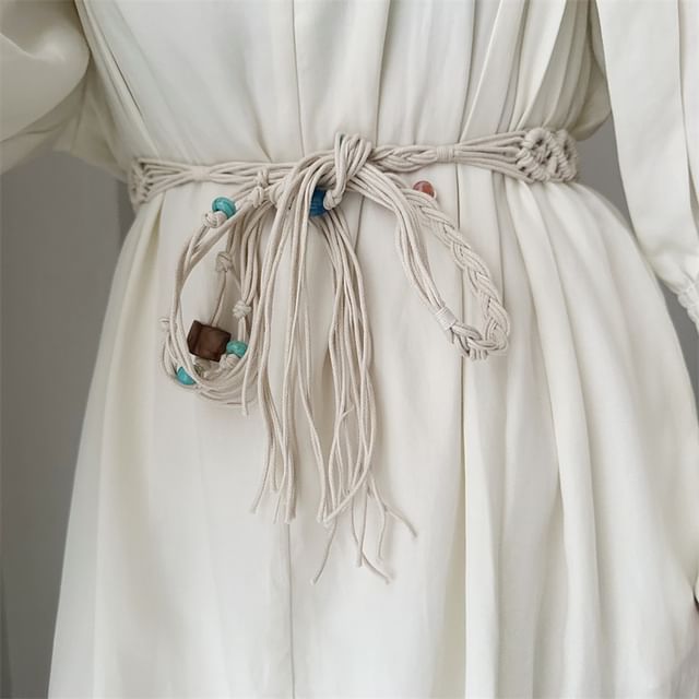 Poyol-Beaded Woven Cord Belt
