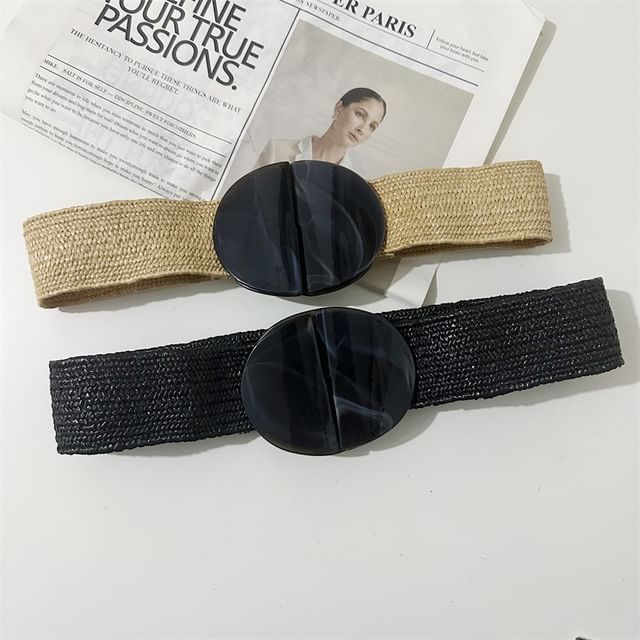 Poyol-Disc Buckled Woven Cincher Belt