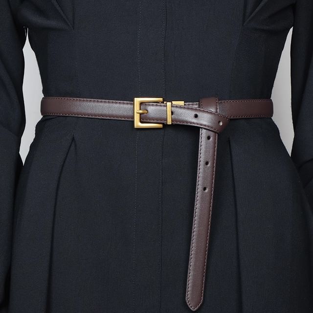 Poyol-Faux Leather Thin Belt