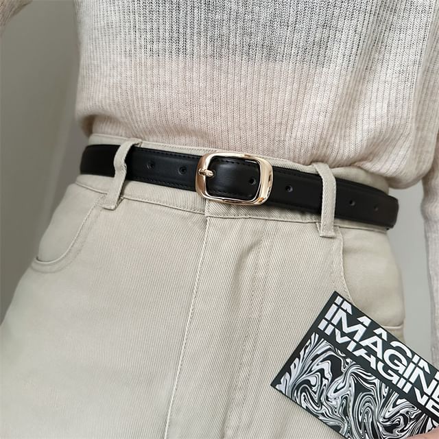 Poyol-Faux Leather Thin Belt