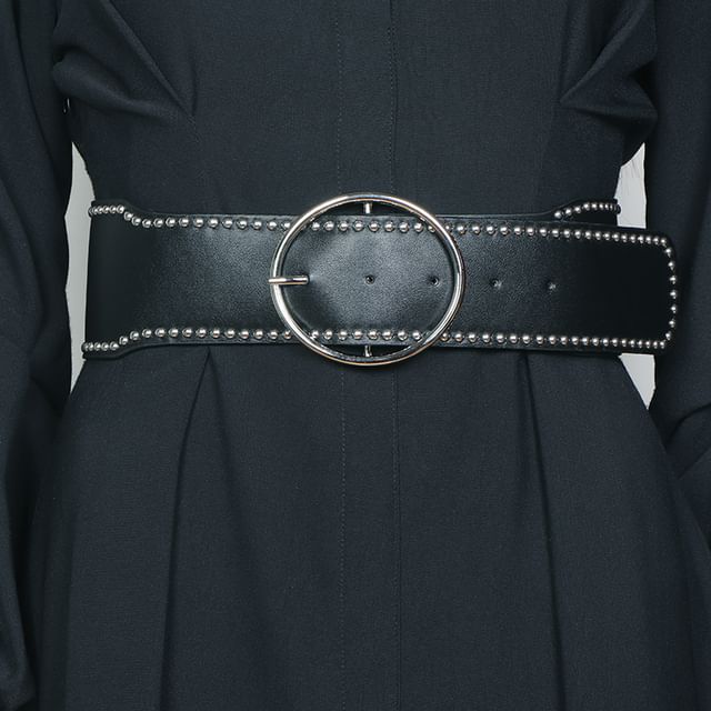 Poyol-Oval Buckle Studded Belt