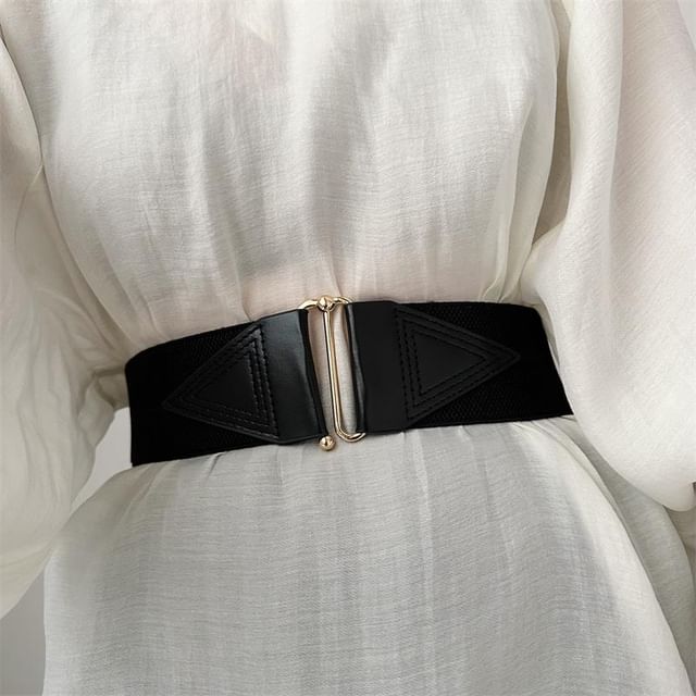 Poyol-Panel Faux Leather Elastic Belt