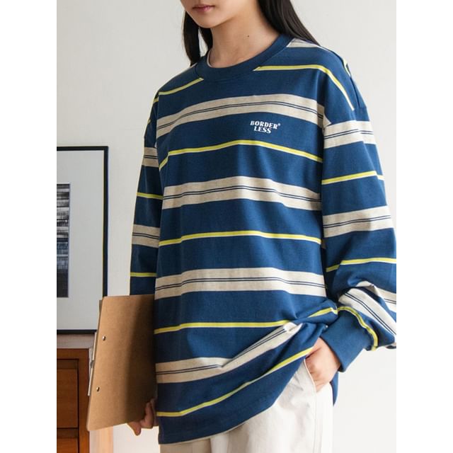 preppyfella-Crew Neck Striped Sweatshirt