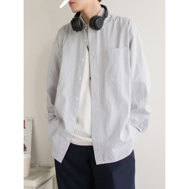 preppyfella-Long-Sleeve Striped Shirt