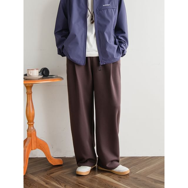 preppyfella-Mid Rise Plain Straight Leg Pants