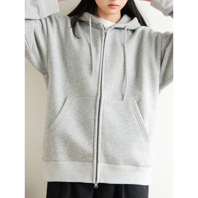 preppyfella-Plain Zip-Up Hoodie