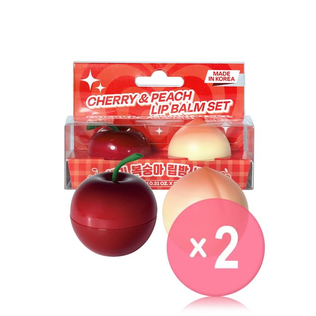 Pretty skin-Cherry Peach Lip Balm Set 2pcs Bundle Set