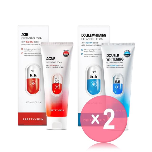 Pretty skin-Cleansing Foam - 2 Types 2pcs Bundle Set