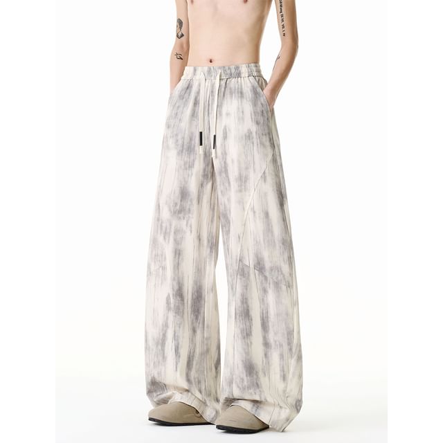 Priam-Drawstring Waist Tie-Dye Wide Leg Pants