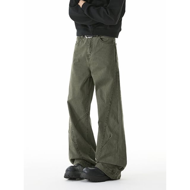 Priam-Mid Rise Washed Flared Cargo Pants