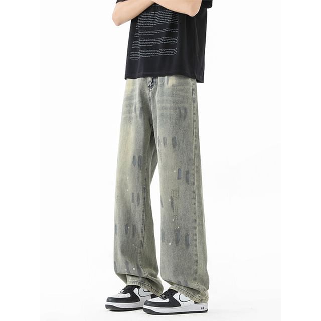 Priam-Mid Rise Washed Straight Leg Jeans