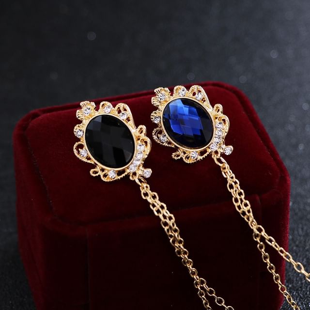 Prodigy-Faux Crystal Chained Alloy Brooch