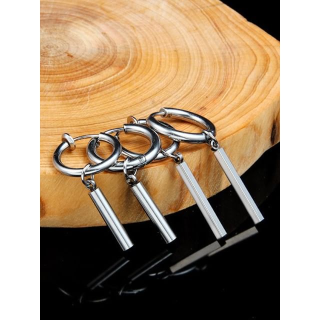 Prushia-Bar Drop Huggie Earring Clip-On Earring