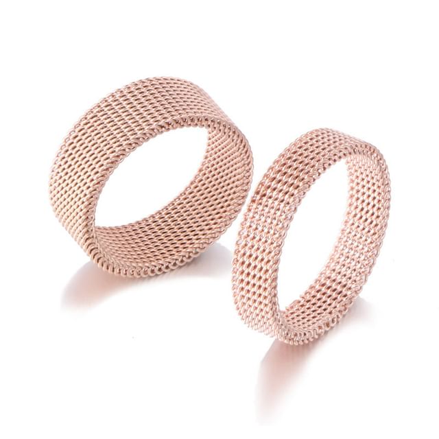 Prushia-Couple Matching Rose Gold Tone Mesh Ring