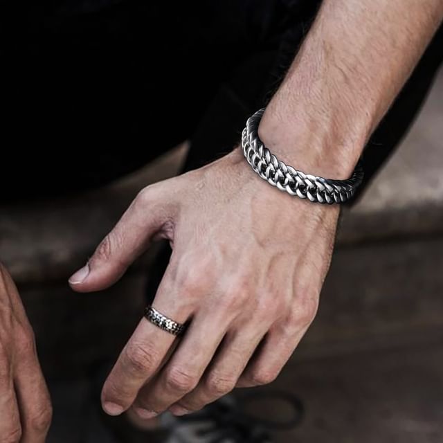 Prushia-Silver Tone Chunky Chain Bracelet