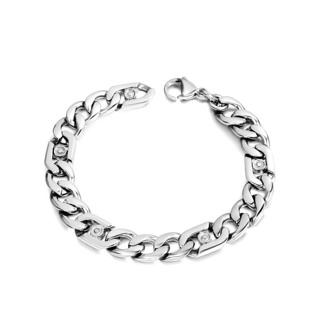 Prushia-Silver Tone Chunky Chain Bracelet