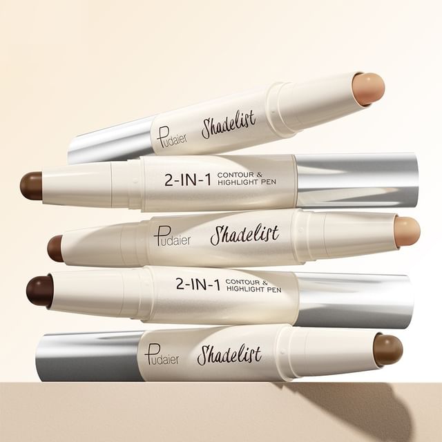 Pudaier-2 In 1 Dual-Ended Contour Stick - Bastão de Contorno 2 em 1 - 6 Cores