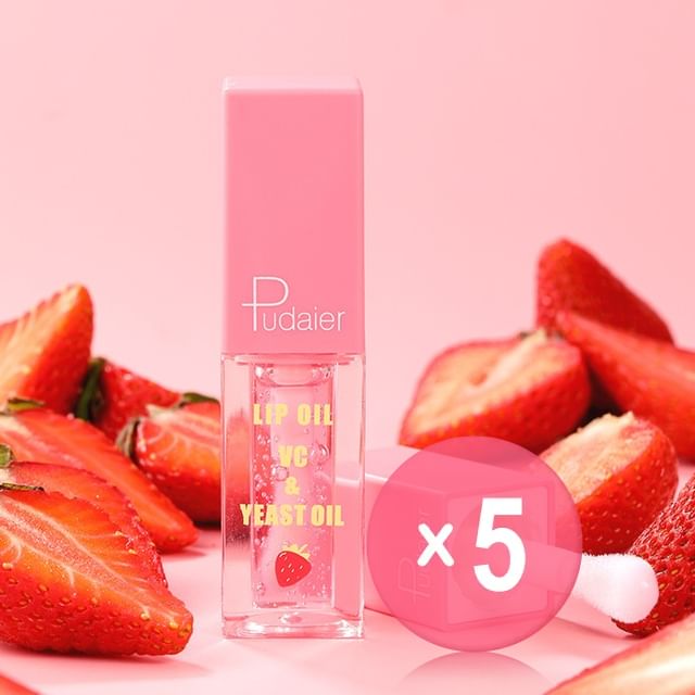 Pudaier-Clear Moisturizing Fruit Lip Oil - 4 Types 5pcs Bundle Set