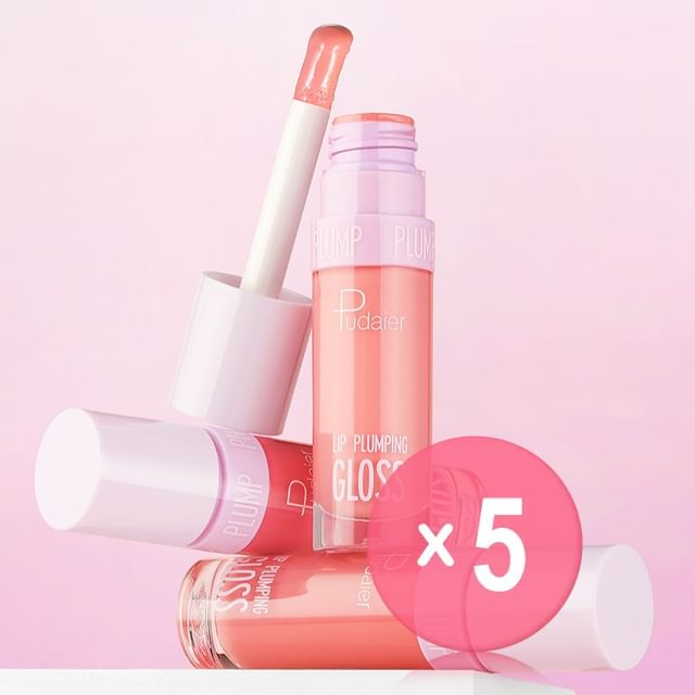 Pudaier-High-Pigment Plumping Lip Gloss - 14 Colors 5pcs Bundle Set