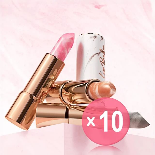 Pudaier-Marble Moisturizing Lip Balm - 3 Colors 10pcs Bundle Set