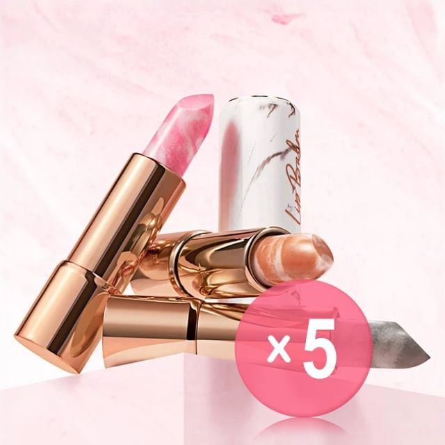 Pudaier-Marble Moisturizing Lip Balm - 3 Colors 5pcs Bundle Set