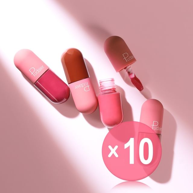 Pudaier-Mini Capsule Matte Liquid Lipstick - 18 Colors 10pcs Bundle Set