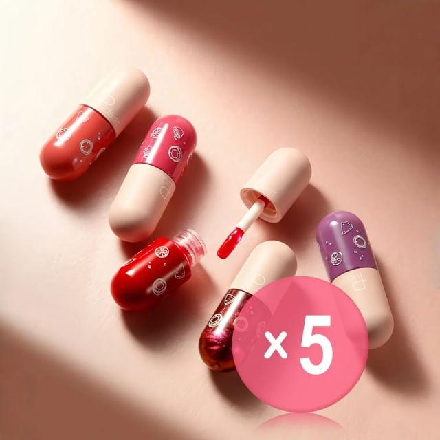 Pudaier-Mini Capsule Moist Liquid Lipstick - 17 Colors 5pcs Bundle Set