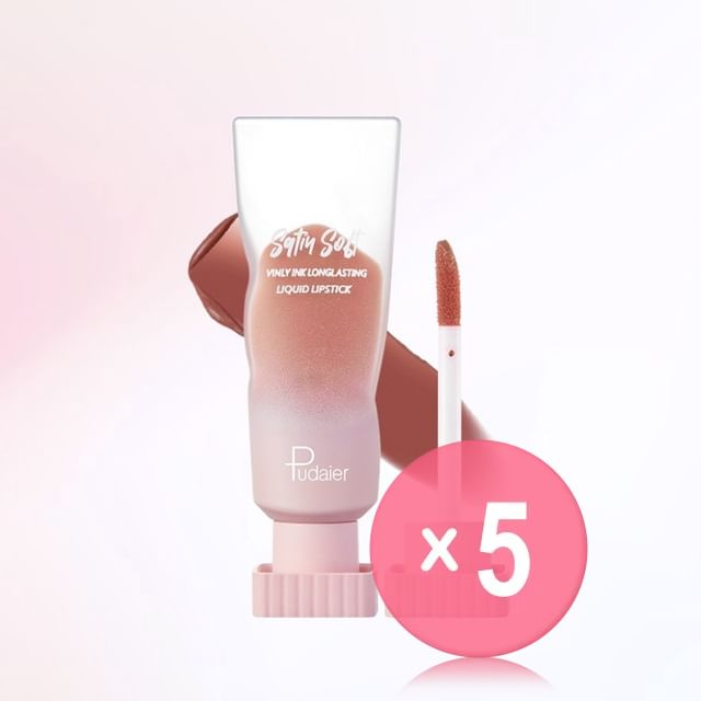 Pudaier-Pearlescent Mirror Liquid Lip Gloss - 8 Colors 5pcs Bundle Set