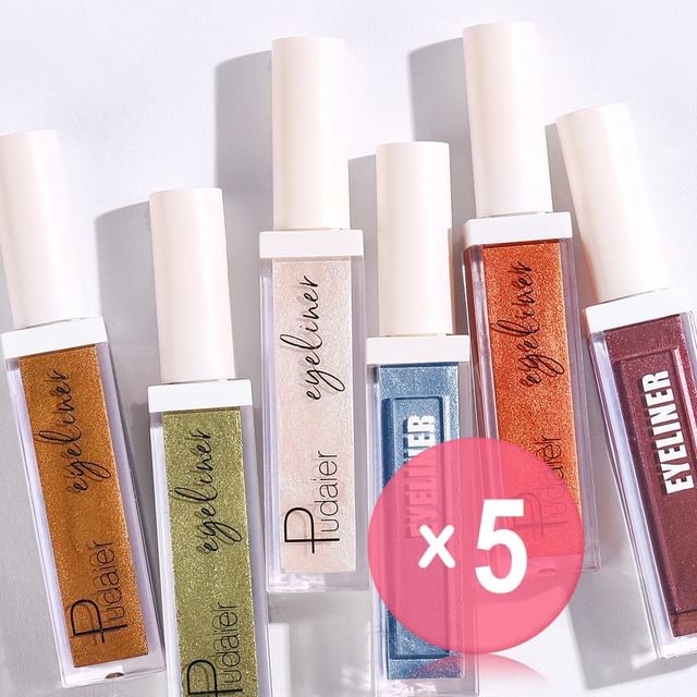 Pudaier-Waterproof Metallic Liquid Eyeliner - 12 Colors 5pcs Bundle Set
