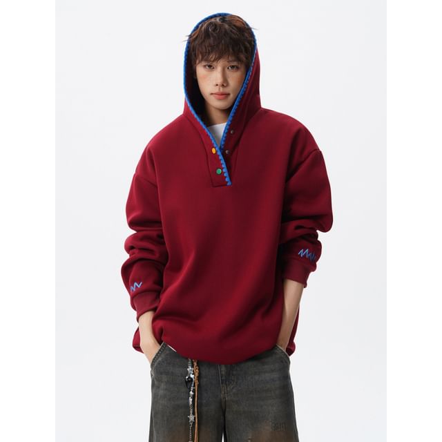 purplelouve-Contrast Trim Hoodie