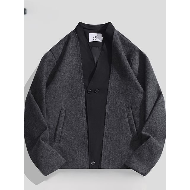 purplelouve-Paneled Double-Breasted Jacket