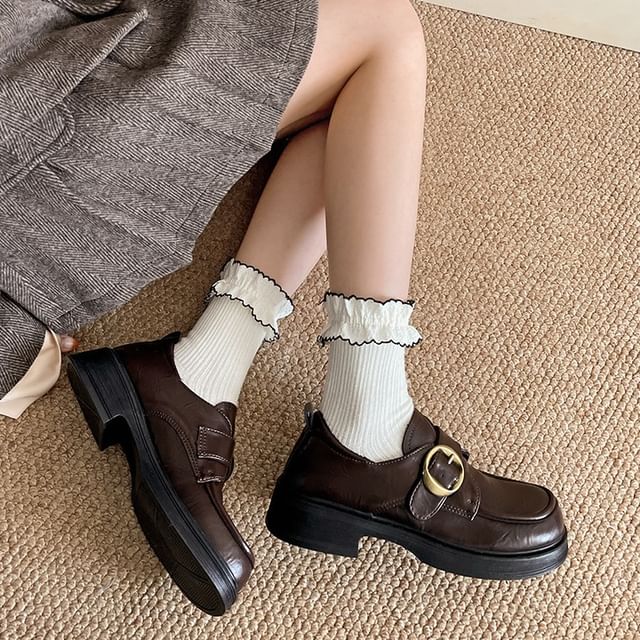 Queen Zoo-Buckled Platform Chunky Heel Loafers
