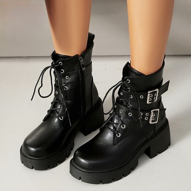 Queen Zoo-Buckled Platform Short Boots