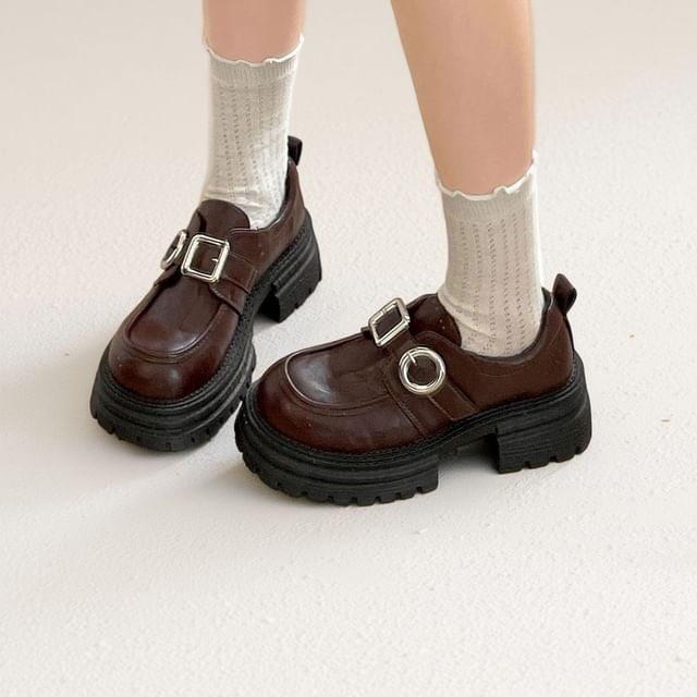 Queen Zoo-Buckled Strap Platform Loafers