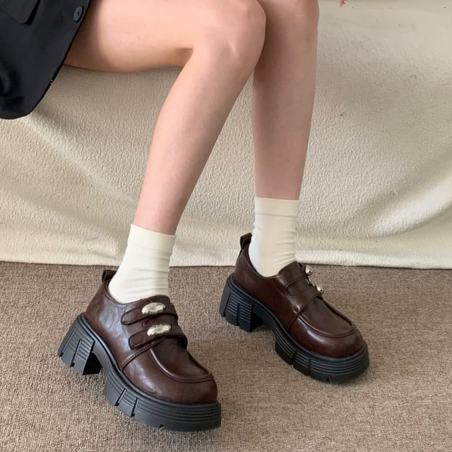 Queen Zoo-Faux Leather Double Strap Platform Loafers