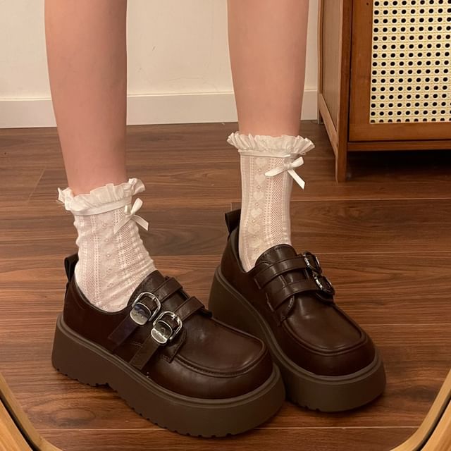 Queen Zoo-Faux Leather Platform Buckled Strap Loafers