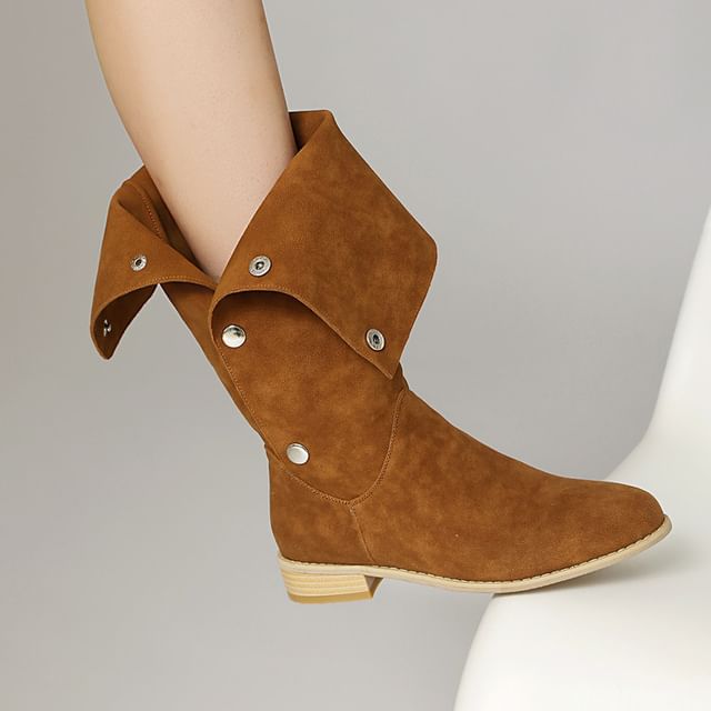 Queen Zoo-Faux Leather Snap Buttoned Long Boots