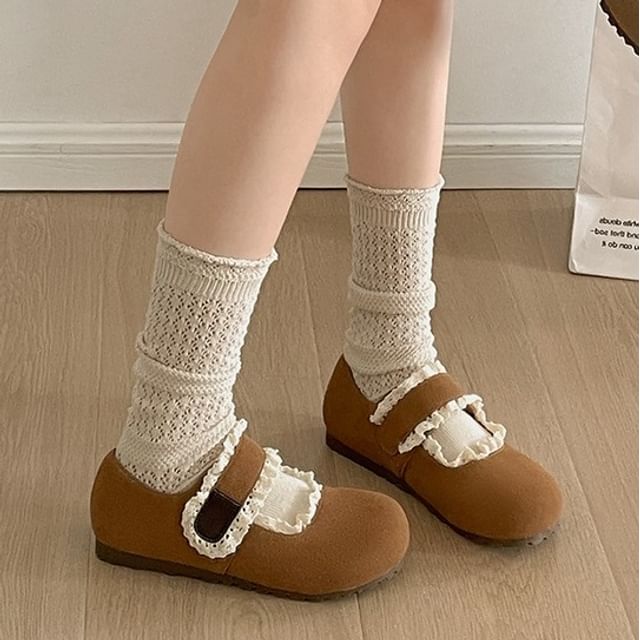 Queen Zoo-Hidden Wedge Lace Trim Flats