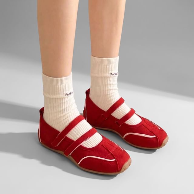 Queen Zoo-Perforated Double Strap Balletcore Flats