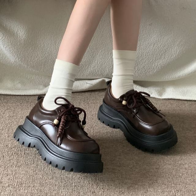 Queen Zoo-Platform Beaded Lace-Up Shoes