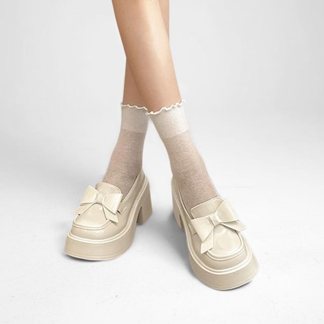 Queen Zoo-Platform Block Heel Bow Detail Loafers