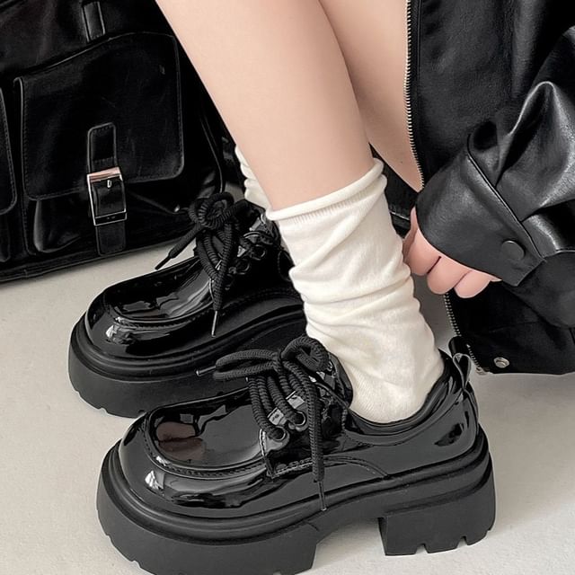 Queen Zoo-Platform Faux Leather Lace Ups