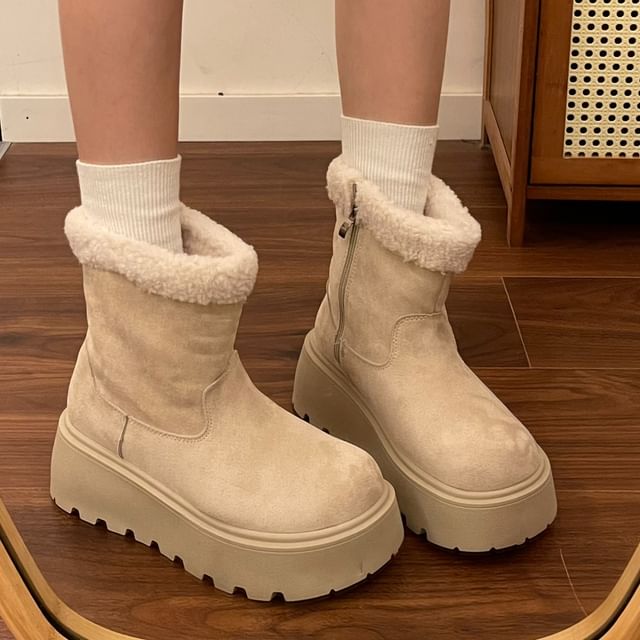 Queen Zoo-Platform Fleece Lined Short Boots