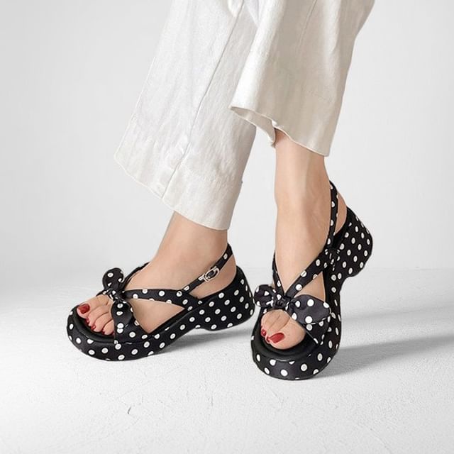 Queen Zoo-Platform Leopard Print Bow Sandals