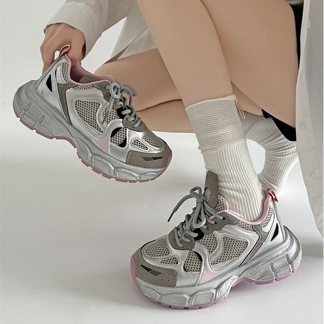 Queen Zoo-Platform Panel Mesh Sneakers