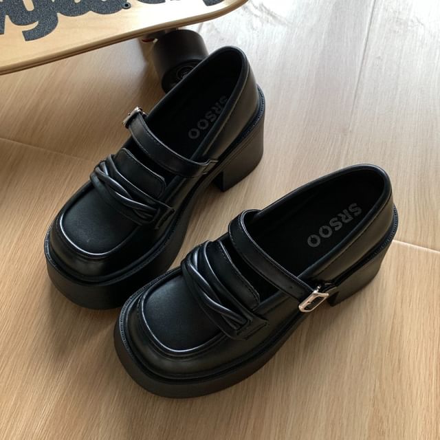 Queen Zoo-Platform Plain Patent Leather Mary Jane Loafers